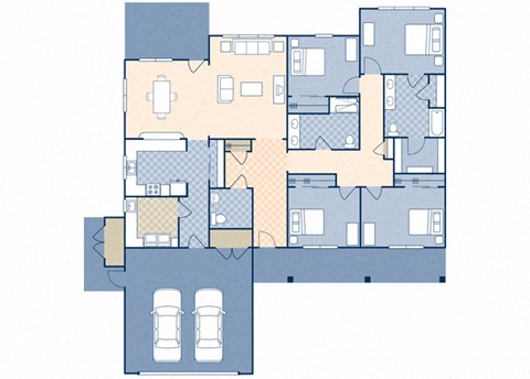 Floor plan for 4 beds, 2.5 baths, 2234 sqft